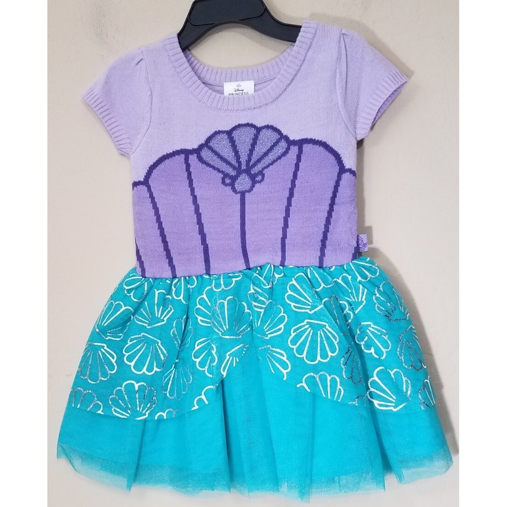 Disney Princess Little Mermaid Dress Toddler Girls 2T Sweater Knit Tulle NWOT